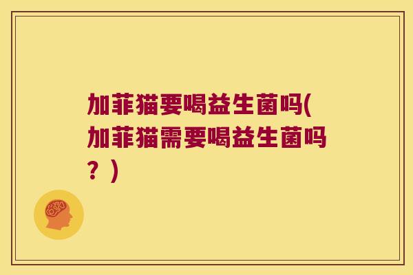 加菲猫要喝益生菌吗(加菲猫需要喝益生菌吗？)
