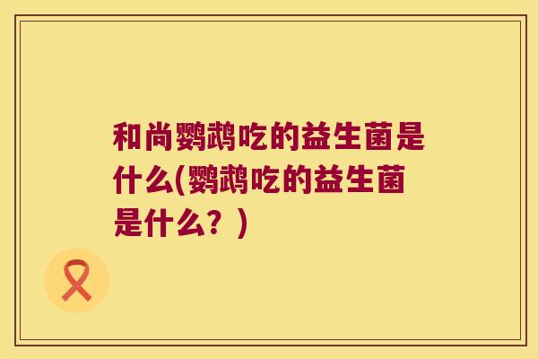 和尚鹦鹉吃的益生菌是什么(鹦鹉吃的益生菌是什么?) 和尚鹦鹉吃的益生菌是什么(鹦鹉吃的益生菌是什么?)