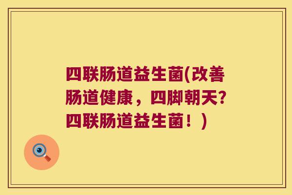 四联肠道益生菌(改善肠道健康，四脚朝天？四联肠道益生菌！)
