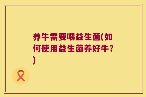 养牛需要喂益生菌(如何使用益生菌养好牛？)