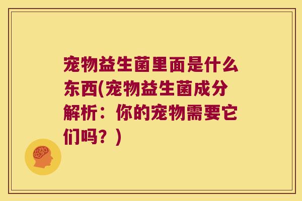 宠物益生菌里面是什么东西(宠物益生菌成分解析：你的宠物需要它们吗？)