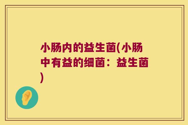 小肠内的益生菌(小肠中有益的细菌：益生菌)