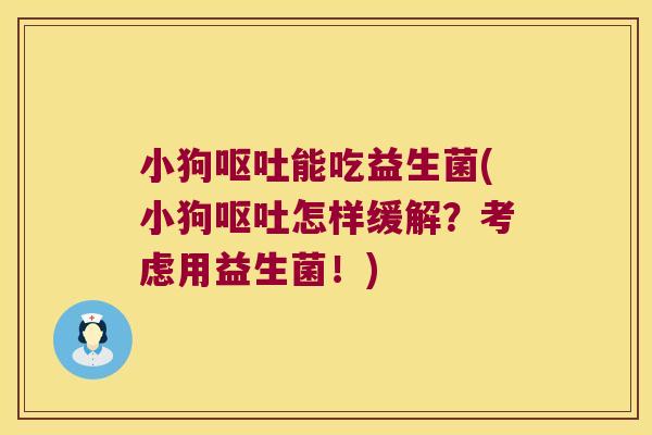 小狗呕吐能吃益生菌(小狗呕吐怎样缓解？考虑用益生菌！)