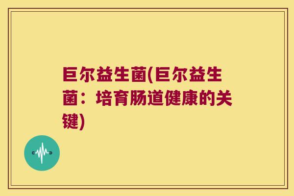 巨尔益生菌(巨尔益生菌：培育肠道健康的关键)