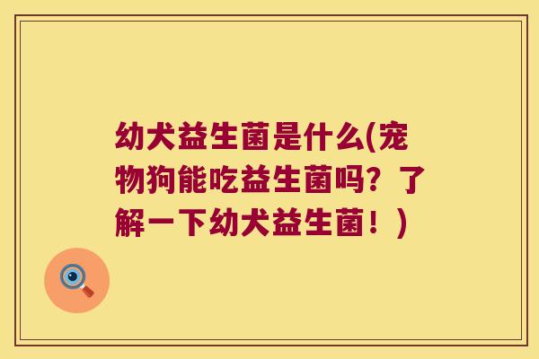 幼犬益生菌是什么(宠物狗能吃益生菌吗？了解一下幼犬益生菌！)