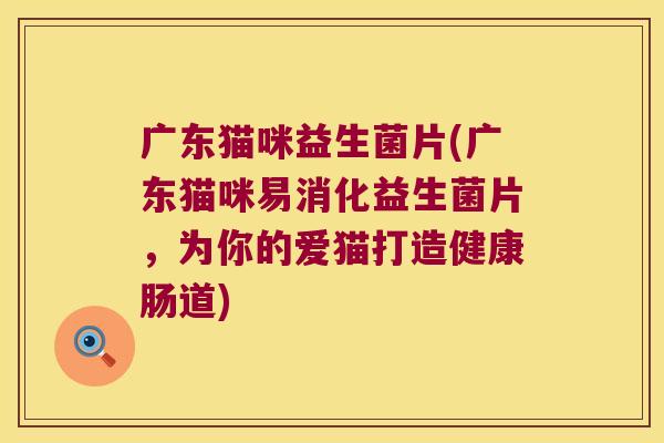 广东猫咪益生菌片(广东猫咪易消化益生菌片，为你的爱猫打造健康肠道)