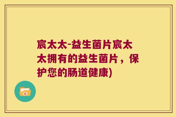 宸太太-益生菌片宸太太拥有的益生菌片，保护您的肠道健康)