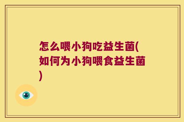 怎么喂小狗吃益生菌(如何为小狗喂食益生菌)
