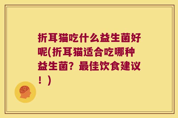 折耳猫吃什么益生菌好呢(折耳猫适合吃哪种益生菌？最佳饮食建议！)