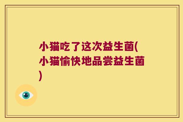 小猫吃了这次益生菌(小猫愉快地品尝益生菌)