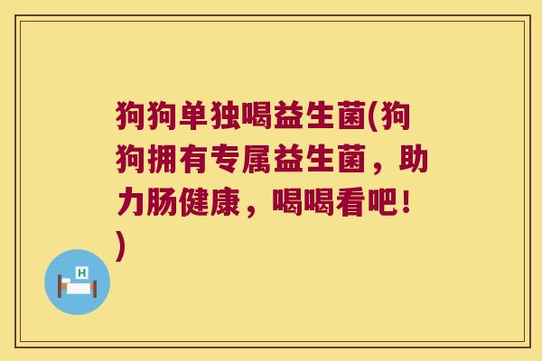 狗狗单独喝益生菌(狗狗拥有专属益生菌，助力肠健康，喝喝看吧！)