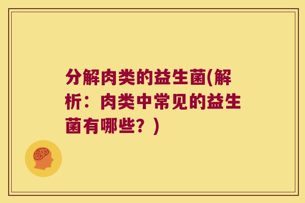 分解肉类的益生菌(解析：肉类中常见的益生菌有哪些？)