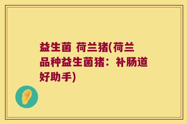 益生菌 荷兰猪(荷兰品种益生菌猪：补肠道好助手)