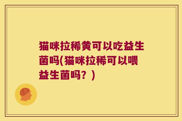 猫咪拉稀黄可以吃益生菌吗(猫咪拉稀可以喂益生菌吗？)