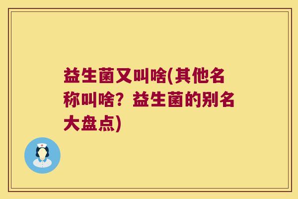 益生菌又叫啥(其他名称叫啥？益生菌的别名大盘点)