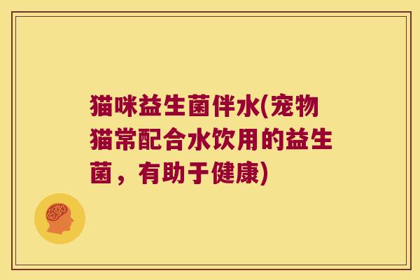 猫咪益生菌伴水(宠物猫常配合水饮用的益生菌，有助于健康)