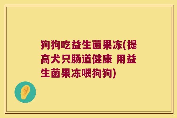 狗狗吃益生菌果冻(提高犬只肠道健康 用益生菌果冻喂狗狗)