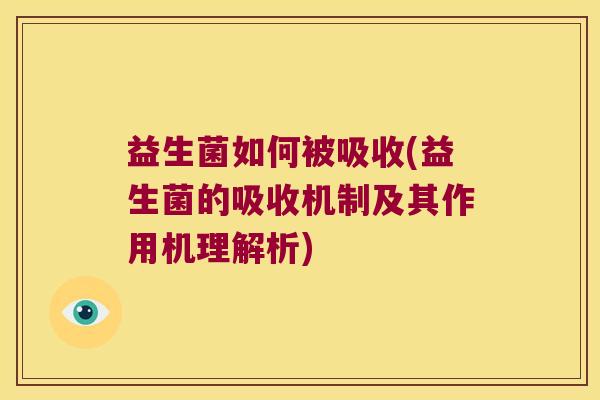 益生菌如何被吸收(益生菌的吸收机制及其作用机理解析)