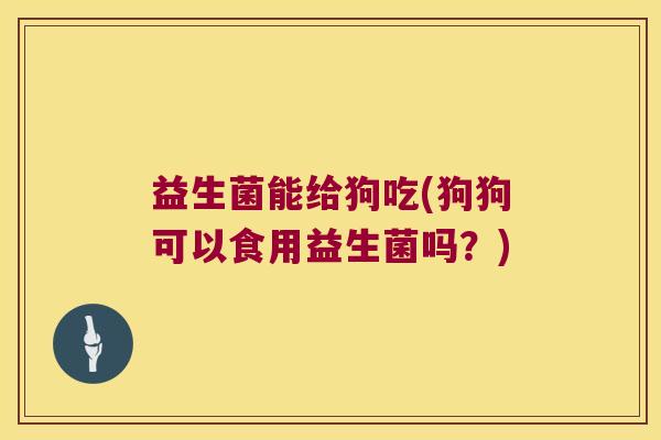 益生菌能给狗吃(狗狗可以食用益生菌吗？)