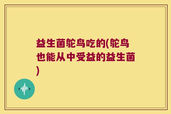 益生菌鸵鸟吃的(鸵鸟也能从中受益的益生菌)