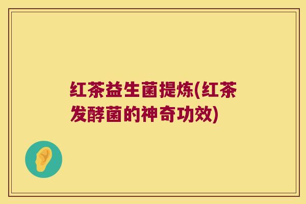 红茶益生菌提炼(红茶发酵菌的神奇功效)
