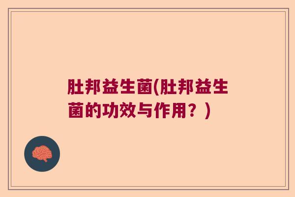 肚邦益生菌(肚邦益生菌的功效与作用？)