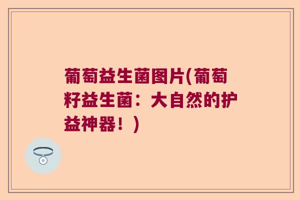 葡萄益生菌图片(葡萄籽益生菌：大自然的护益神器！)