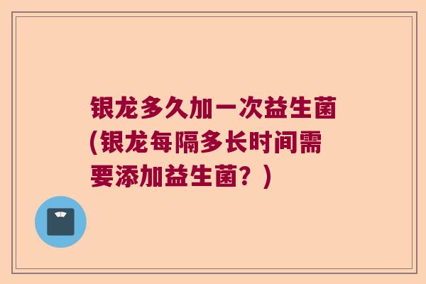 银龙多久加一次益生菌(银龙每隔多长时间需要添加益生菌?) 银龙多久加一次益生菌(银龙每隔多长时间需要添加益生菌?)