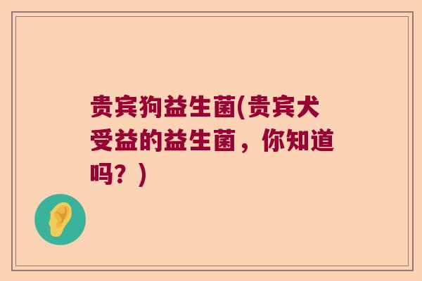 贵宾狗益生菌(贵宾犬受益的益生菌,你知道吗?) 贵宾狗益生菌(贵宾犬受益的益生菌,你知道吗?)
