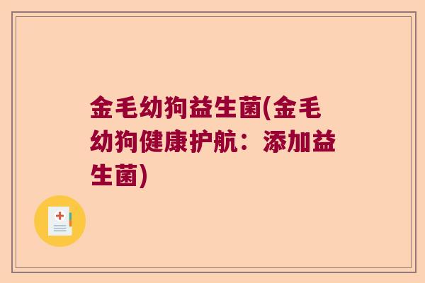 金毛幼狗益生菌(金毛幼狗健康护航:添加益生菌) 金毛幼狗益生菌(金毛幼狗健康护航:添加益生菌)