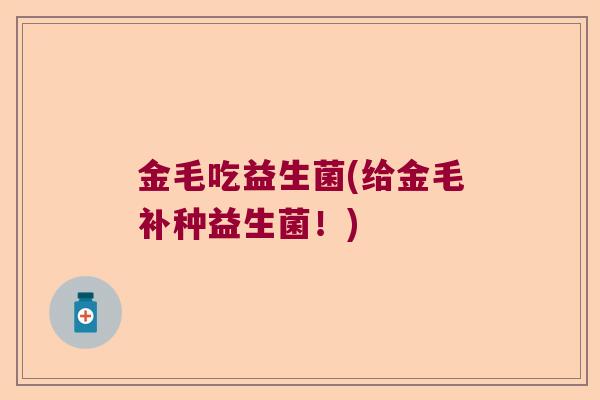 金毛吃益生菌(给金毛补种益生菌！)