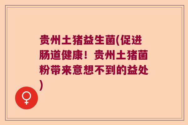 贵州土猪益生菌(促进肠道健康！贵州土猪菌粉带来意想不到的益处)