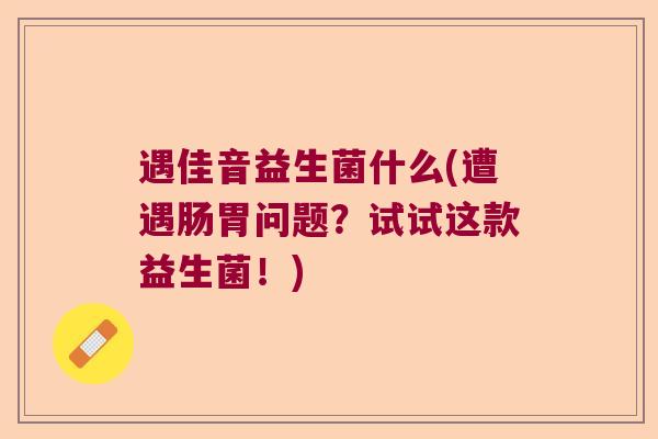 遇佳音益生菌什么(遭遇肠胃问题？试试这款益生菌！)
