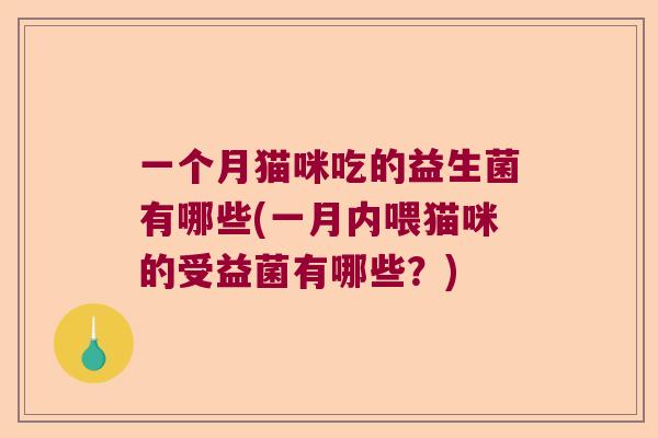 一个月猫咪吃的益生菌有哪些(一月内喂猫咪的受益菌有哪些?) 一个月猫咪吃的益生菌有哪些(一月内喂猫咪的受益菌有哪些?)