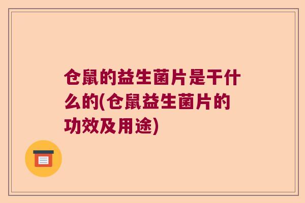 仓鼠的益生菌片是干什么的(仓鼠益生菌片的功效及用途)