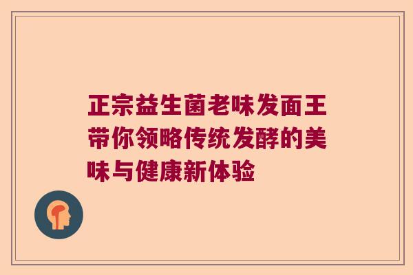 正宗益生菌老味发面王带你领略传统发酵的美味与健康新体验 正宗益生菌老味发面王带你领略传统发酵的美味与健康新体验