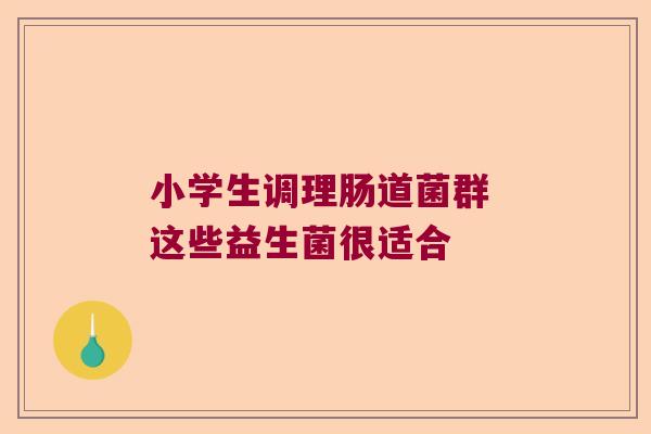 小学生调理肠道菌群 这些益生菌很适合