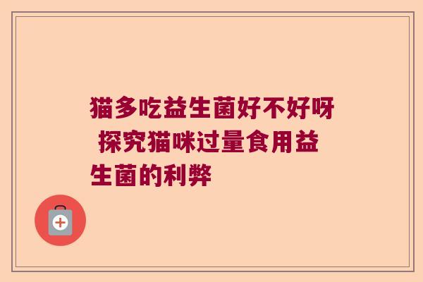 猫多吃益生菌好不好呀 探究猫咪过量食用益生菌的利弊