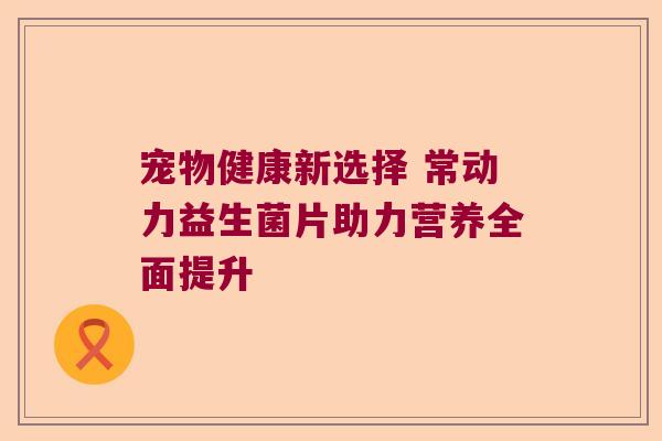 宠物健康新选择 常动力益生菌片助力营养全面提升