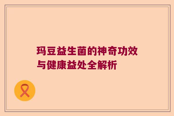 玛豆益生菌的神奇功效与健康益处全解析