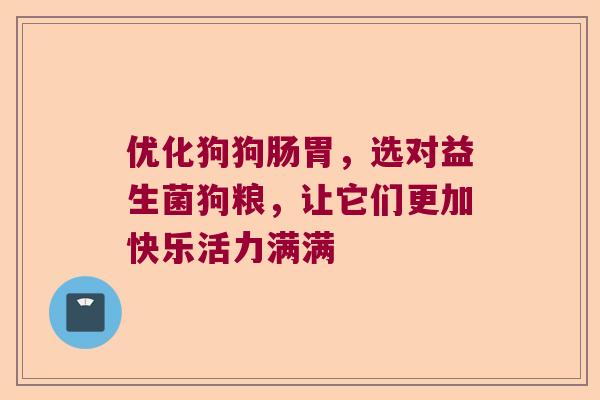 优化狗狗肠胃，选对益生菌狗粮，让它们更加快乐活力满满