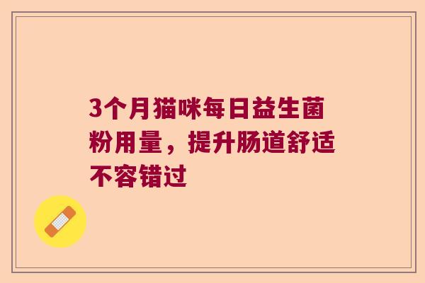 3个月猫咪每日益生菌粉用量，提升肠道舒适不容错过