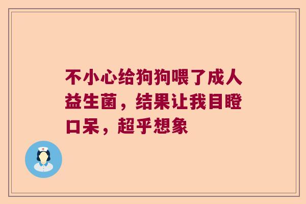 不小心给狗狗喂了成人益生菌，结果让我目瞪口呆，超乎想象