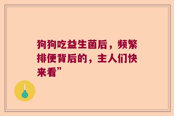 狗狗吃益生菌后，频繁排便背后的，主人们快来看”