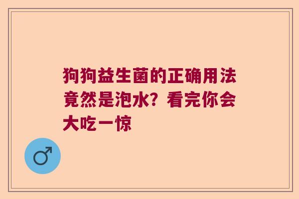 狗狗益生菌的正确用法竟然是泡水?看完你会大吃一惊 狗狗益生菌的正确用法竟然是泡水?看完你会大吃一惊
