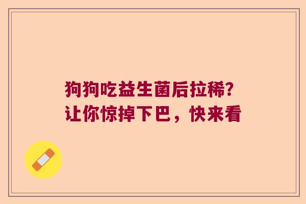 狗狗吃益生菌后拉稀？让你惊掉下巴，快来看