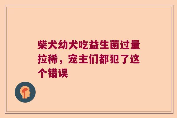 柴犬幼犬吃益生菌过量拉稀，宠主们都犯了这个错误