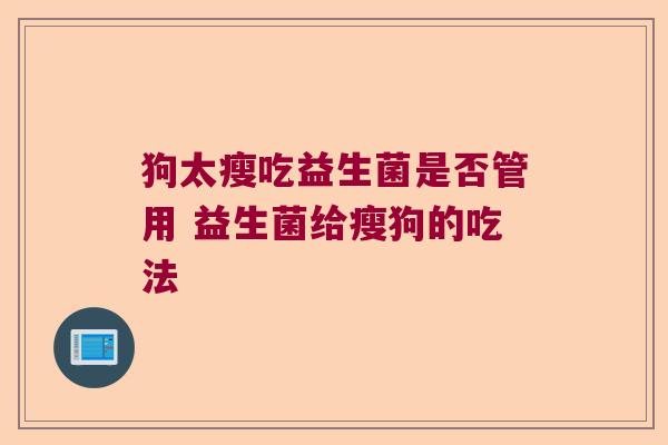 狗太瘦吃益生菌是否管用 益生菌给瘦狗的吃法