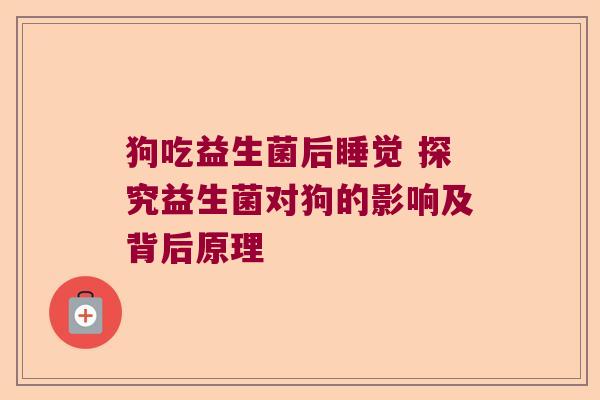 狗吃益生菌后睡觉 探究益生菌对狗的影响及背后原理